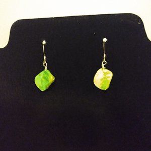 Custom green mother of pearl shell earrings